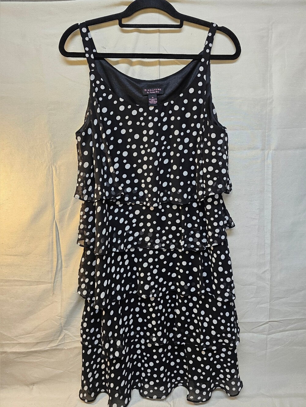 Signature By Robbie Bee Black & White Polka Dot Flirty Dress